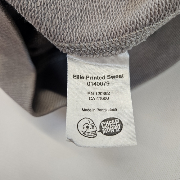 Cheap Monday Womans Long Sleeve Crewneck Sweatshirt XS Gray And Black - Picture 9 of 9